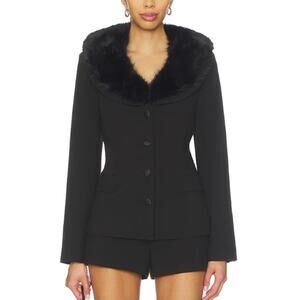 New ASTR the Label Faux Fur Collar Blazer Black Size XL NWT